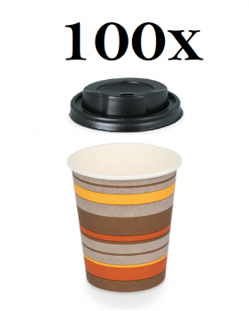Gobelet jetable à café à emporter en carton 80mm 240ml à rayures + ...