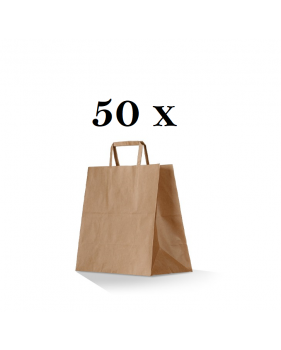 Take Away bruine papieren draagtassen 26x17x25cm 50 stuks  - Home Take Away bruine papieren draagtassen 26x17x25cm 50 stuks  - Home