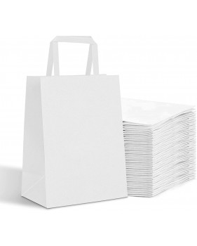 Sac Papier Kraft Blanc à Poignées Plates – Sac Boutique