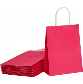 Roze Kraft Tas 18x8x22 cm met Gedraaide Handvatten – Winkeltas