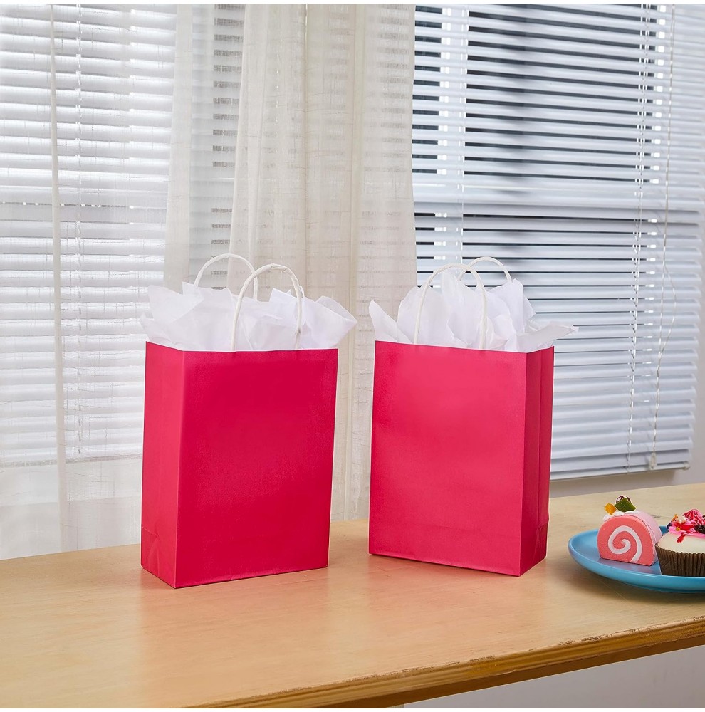 Sac Kraft Rose 18x8x22 cm à Poignées Torsadées – Sac Boutique