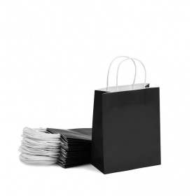 Sac Kraft Noir 18x8x22 cm à Poignées Torsadées – Sac Boutique