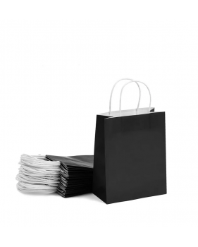 Sac Kraft Noir 18x8x22 cm à Poignées Torsadées – Sac Boutique