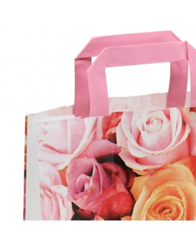 Sacs en papier kraft "Millefiori" à poignées plates 22x10x28cm 50 p...