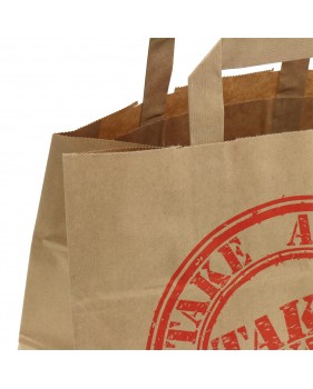 Draagtassen " Take away" van gekleurd kraftpapier met platte oren 2...