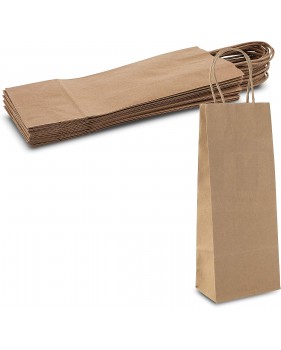 Sacs kraft pour 1 bouteille / vin 14+8x39cm en papier kraft brun  -...