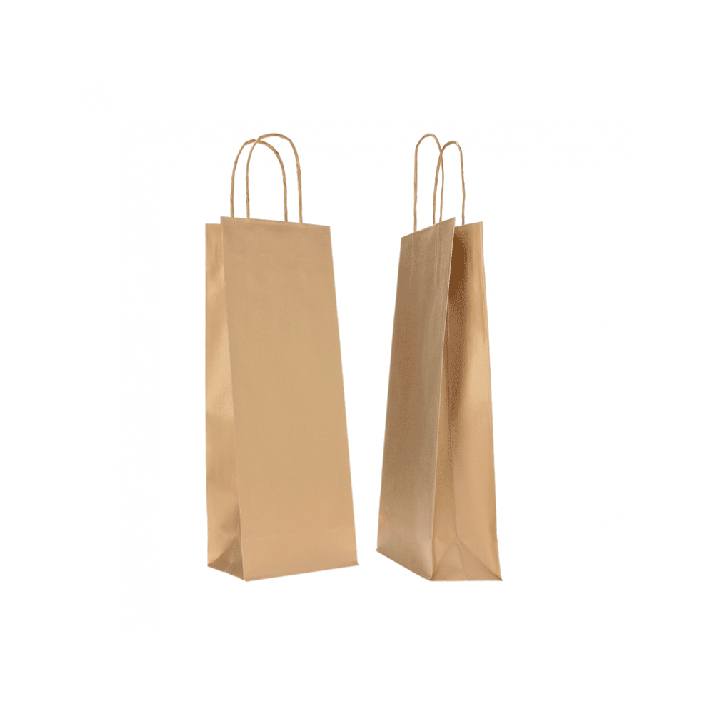 Sacs kraft pour 1 bouteille / vin 14+8x39cm en papier kraft brun  -...