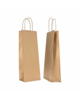 Sacs kraft pour 1 bouteille / vin 14+8x39cm en papier kraft brun  -...