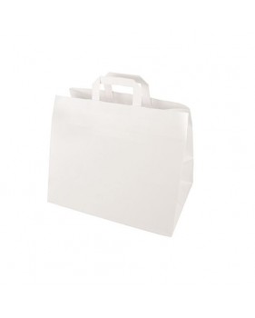 50x Sacs en papier blanc take away 32 x 17 x 27cm  - Accueil