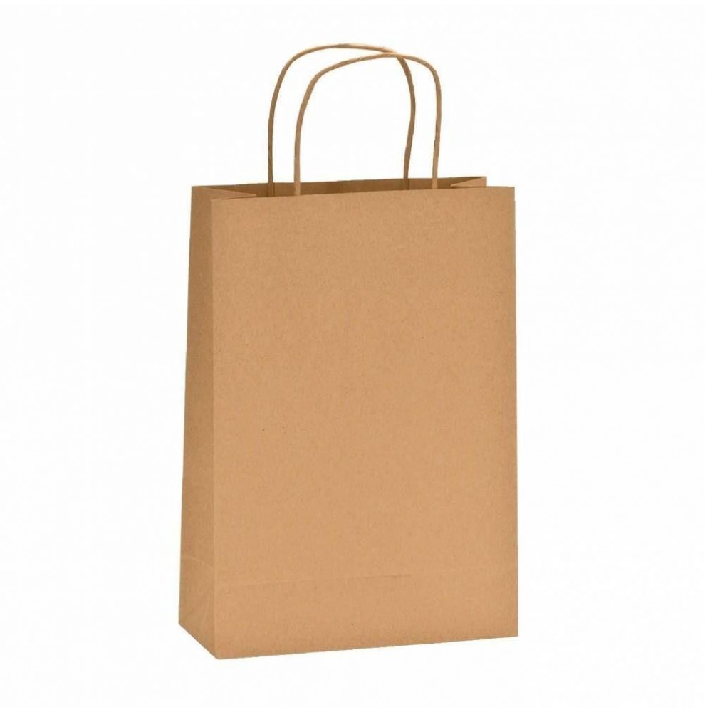 Draagtassen van bruine kraftpapier met gevlochten oren 18x8x22cm  -...