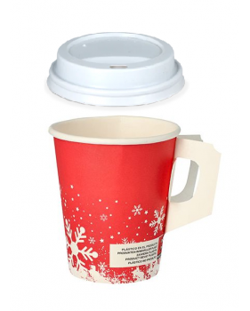 Gobelet jetable à café à emporter en carton 80mm 240ml "Noel" + cou...