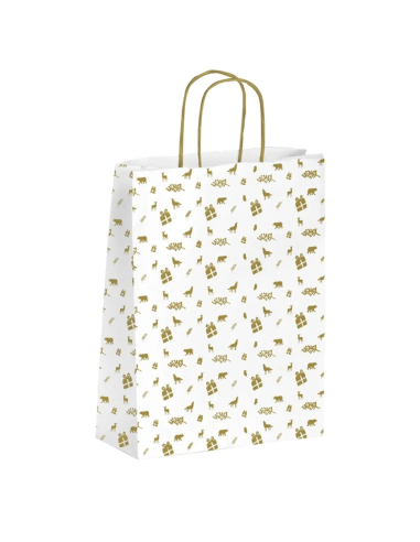 Kerst draagtassen van kraftpapier met platte oren " White Elk"  - Home