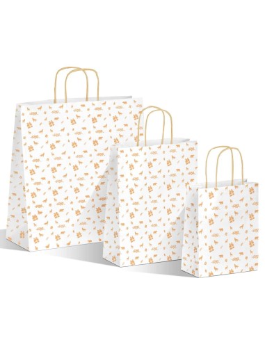 Kerst draagtassen van kraftpapier met platte oren " White Elk"  - Home