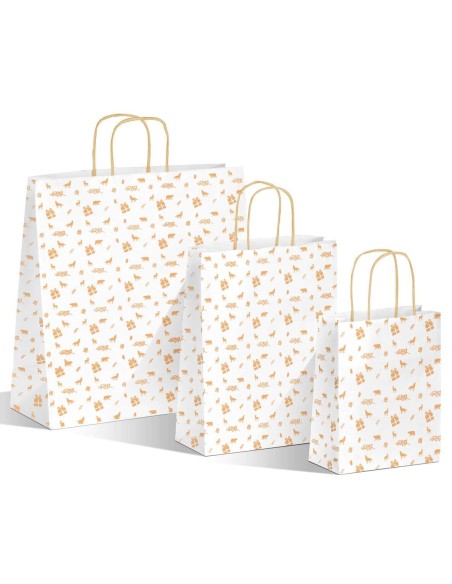 Kerst draagtassen van kraftpapier met platte oren " White Elk"  - Home
