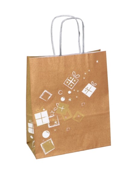 Kerst draagtassen van kraftpapier met platte oren " White Elk"  - Home