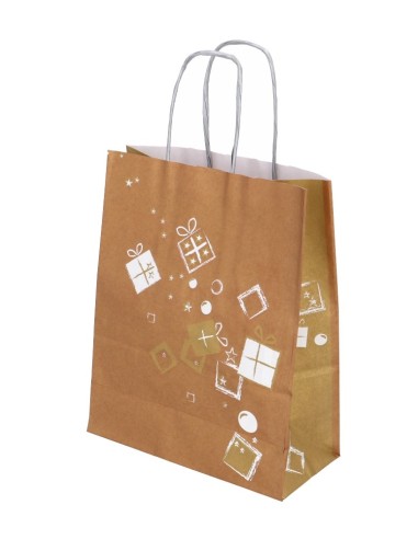 Sacs de Noel en papier kraft à poignées plates " White Elk"  - Accueil