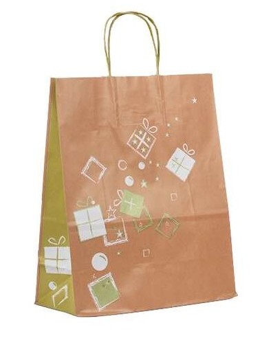 Kerst draagtassen van kraftpapier met platte oren " White Elk"  - Home