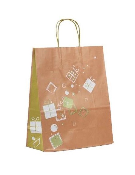 Kerst draagtassen van kraftpapier met platte oren " White Elk"  - Home