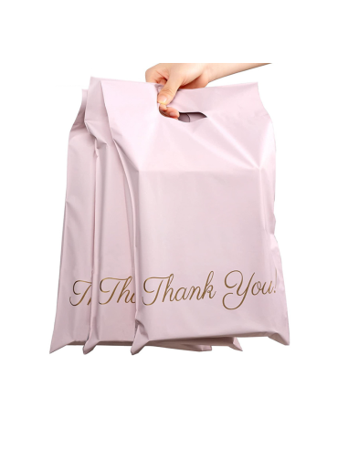 Verzendzakken met handvat « Thank you « roos formaat A3 – 31 x 42 + 7cm / Webshopzakken /Plastic Envelop / Verzendenveloppen