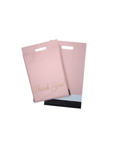 Enveloppes d'expédition avec poignée rose " Thank you" format A3 – 31 x 42 + 7cm  - Pochettes d'envoi postal en plastique