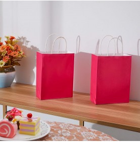 Roze Draagtassen van gekleurd kraftpapier met gevlochten oren 18x8x... 2