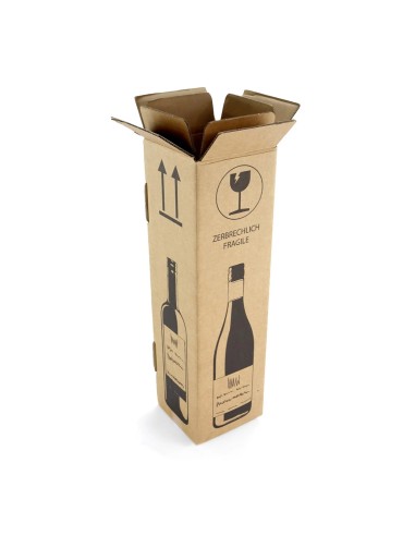 Wijnverzenddoos 1 fles dubbelgolf / Verzenddoos voor 1 fles / Flesv...
