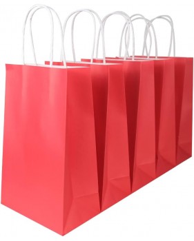 Sacs kraft couleur rouge à poignées torsadées 18x8x22cm  - Accueil