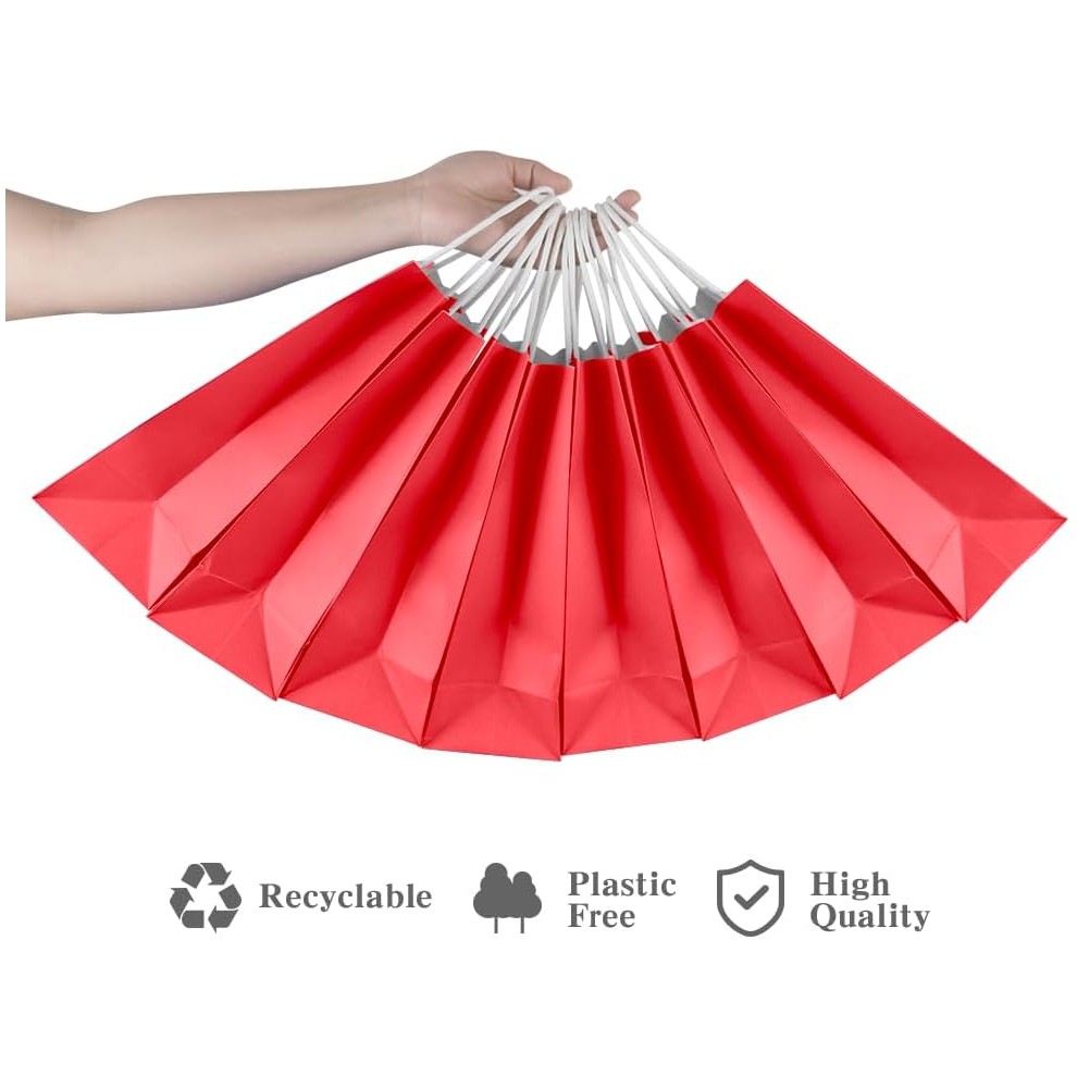 Rode Draagtassen van gekleurd kraftpapier met gevlochten oren 18x8x...