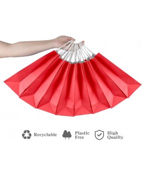 Rode Draagtassen van gekleurd kraftpapier met gevlochten oren 18x8x...