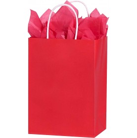 Rode Draagtassen van gekleurd kraftpapier met gevlochten oren 18x8x...