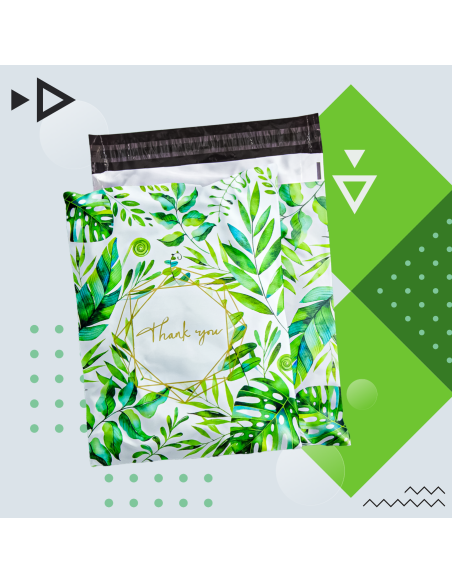 50 Verzendzakken "Thank you" groen formaat A3 31 x 42 + 7cm/ Webshopzakken /Plastic Envelop / Verzendenveloppen