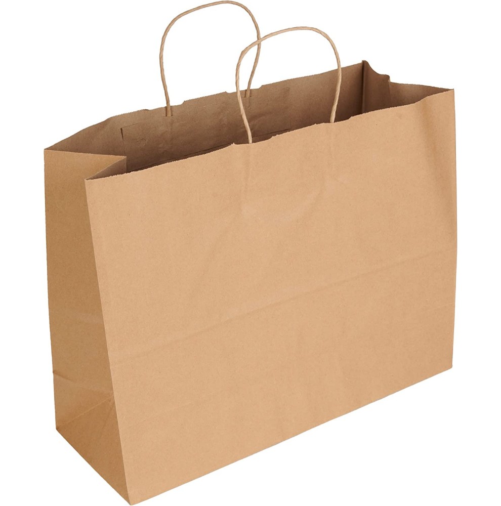 50 x Sacs kraft brun à poignées torsadées 26x17x25cm  - Accueil