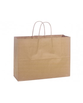 50 x Sacs kraft brun à poignées torsadées 26x17x25cm  - Accueil