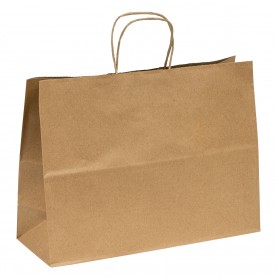 50 x Draagtassen van bruine kraftpapier met gevlochten oren 26x17x2...