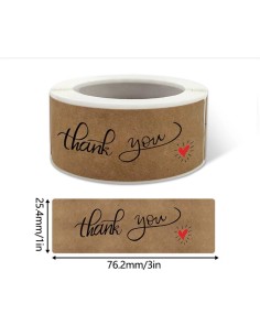 120 stickers op rol " Thank you" 7,5 x 2,5cm 2