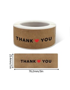 120 stickers op rol " Thank you " 7,5 x 2,5cm 2