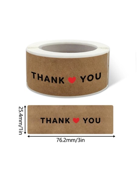 120 stickers op rol " Thank you " 7,5 x 2,5cm