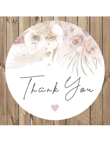 60 stickers op rol " Thank you" 3,9 cm