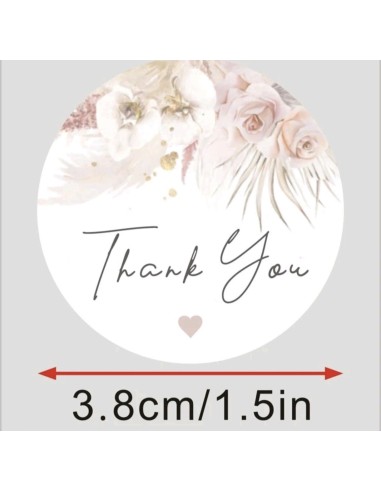 60 Etiquettes noires en rouleau " Thank you for " 3,9 cm