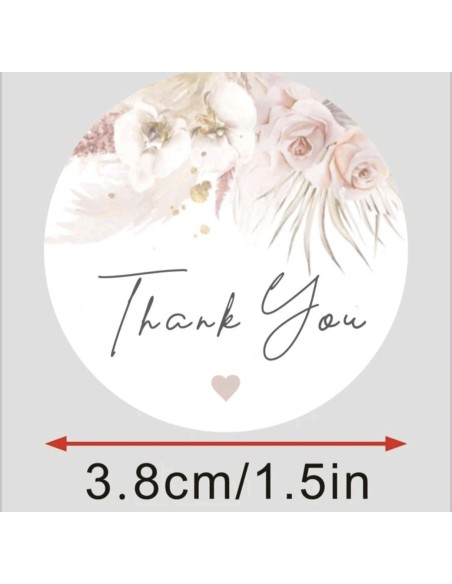 60 stickers op rol " Thank you" 3,9 cm