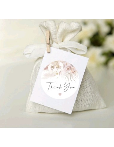 60 stickers op rol " Thank you" 3,9 cm