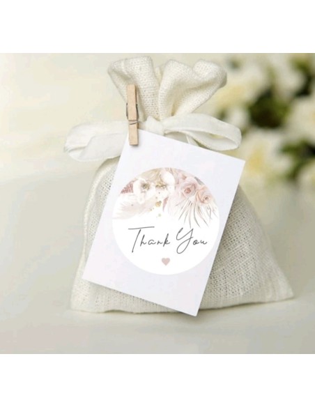 60 stickers op rol " Thank you" 3,9 cm