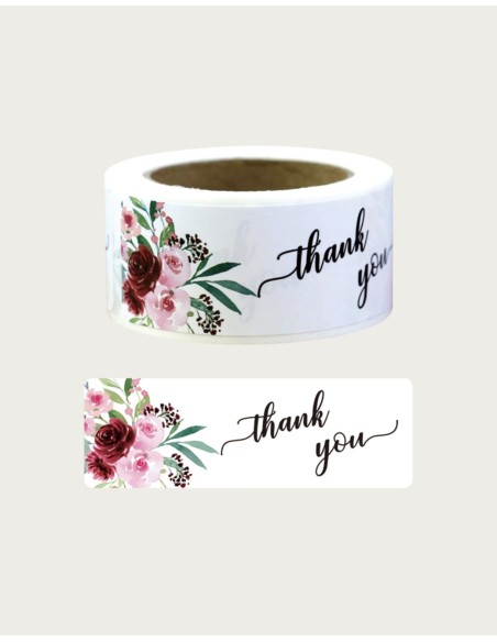 120 stickers op rol " Thank you " 7,5 x 2,5cm