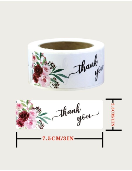 120 stickers op rol " Thank you " 7,5 x 2,5cm