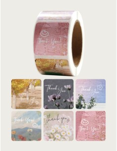 120 stickers op rol " Thank you " 3 cm