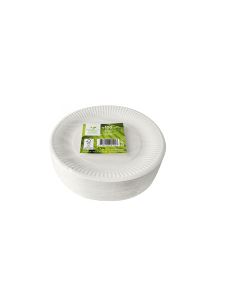 100 petites assiettes en carton blanc biodégradables 15cm