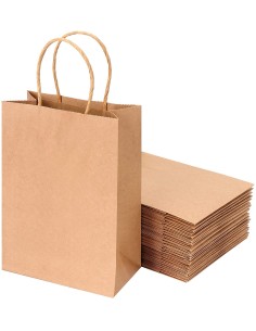 50 x Sacs kraft blanc à poignées torsadées 18x8x22cm  - Accueil 2
