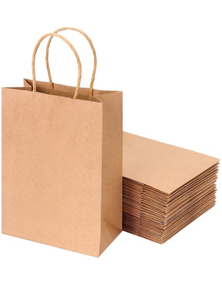 50 x Sacs kraft blanc à poignées torsadées 18x8x22cm  - Accueil