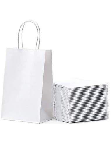 50 x Draagtassen van witte kraftpapier met gevlochten oren 18x8x22c...