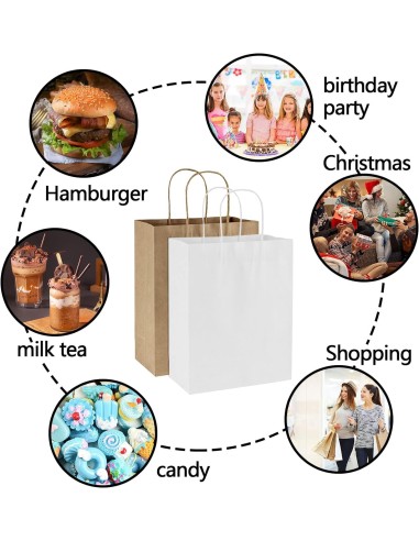 50 x Draagtassen van witte kraftpapier met gevlochten oren 18x8x22c...